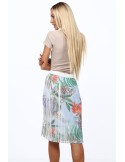 Pleated skirt with plant motifs, blue MP81827 - Online store - Boutique